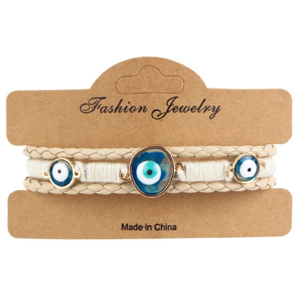 Bohemian Evil Eye Braided Leather Bracelet - Image 4