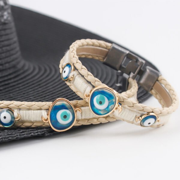 Bohemian Evil Eye Braided Leather Bracelet - Image 2