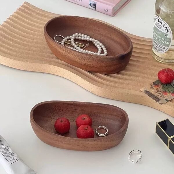 Natural Walnut Boat-Shaped Tray - Image 5