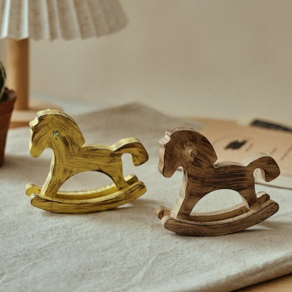 Vintage Wooden Mini Rocking Horse Decor - Image 5