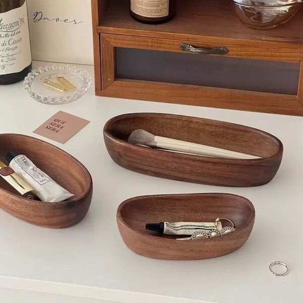Natural Walnut Boat-Shaped Tray - Image 3