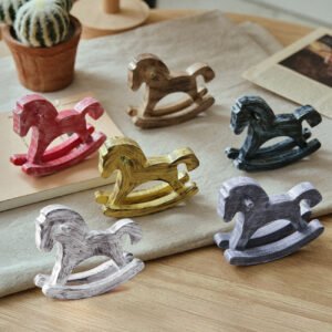 Vintage Wooden Mini Rocking Horse Decor