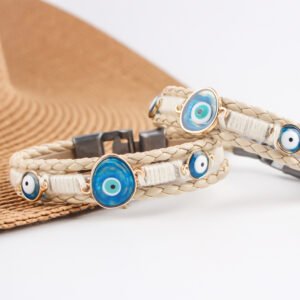 Bohemian Evil Eye Braided Leather Bracelet