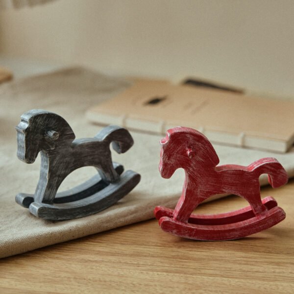 Vintage Wooden Mini Rocking Horse Decor - Image 7