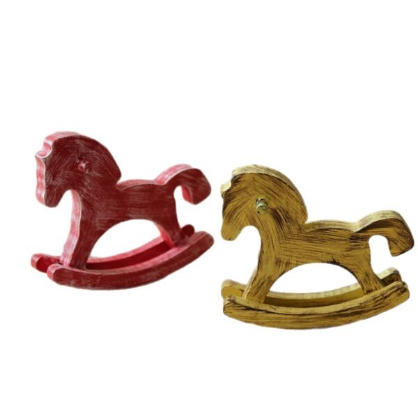 Vintage Wooden Mini Rocking Horse Decor - Image 9